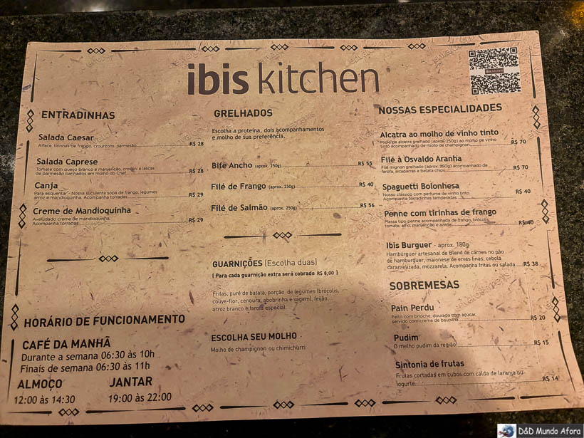 Cardápio a la carte