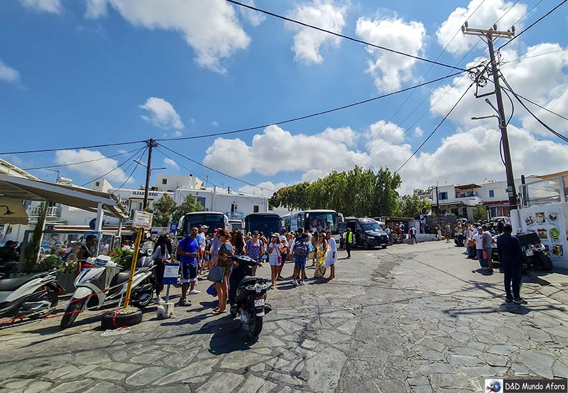 Ônibus em Mykonos